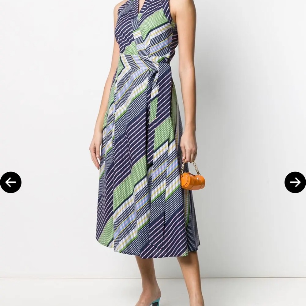 Tory Burch Overprinted Striped Midi Dress - Picture 10 of 12